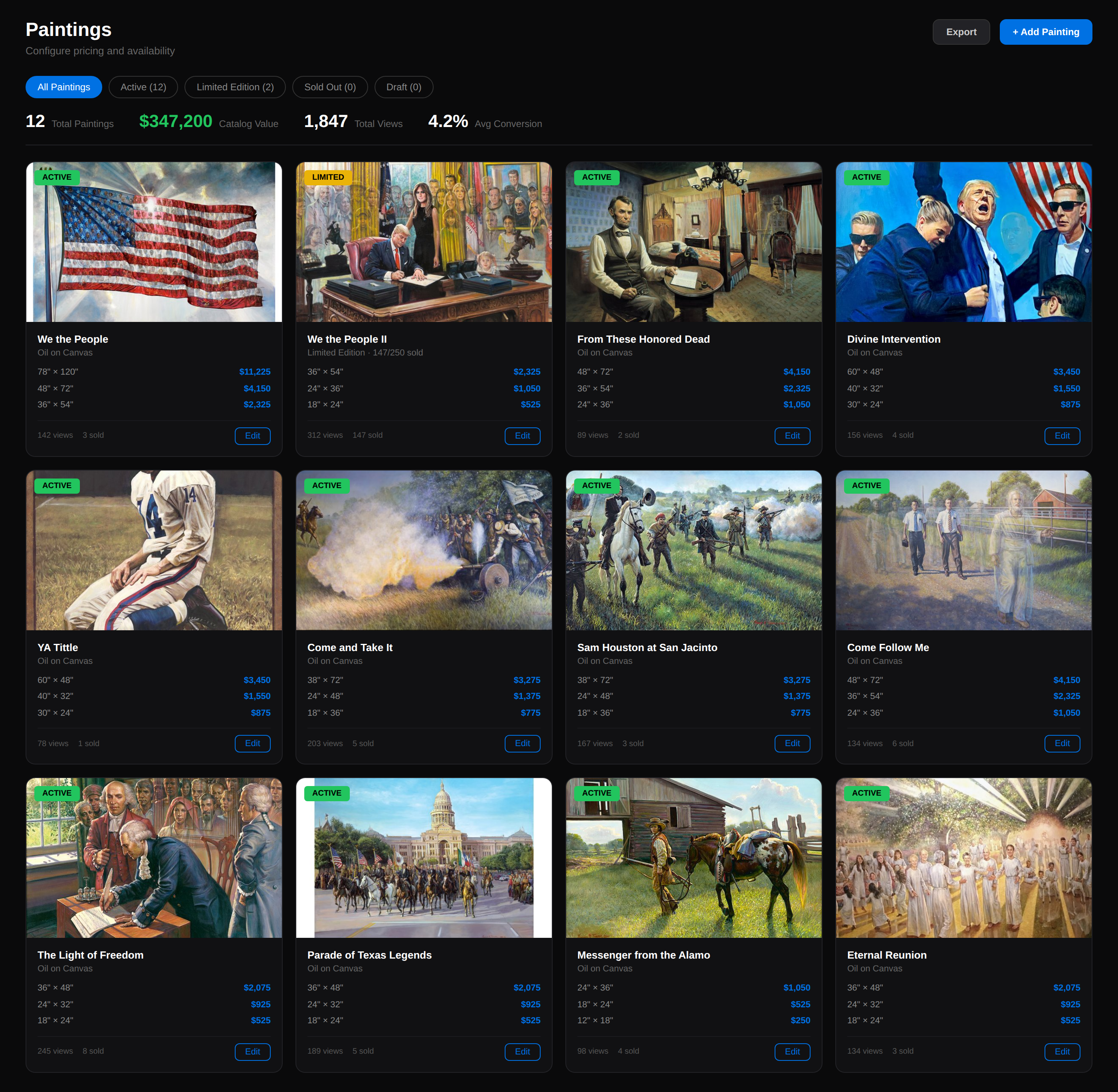 Visual inventory grid