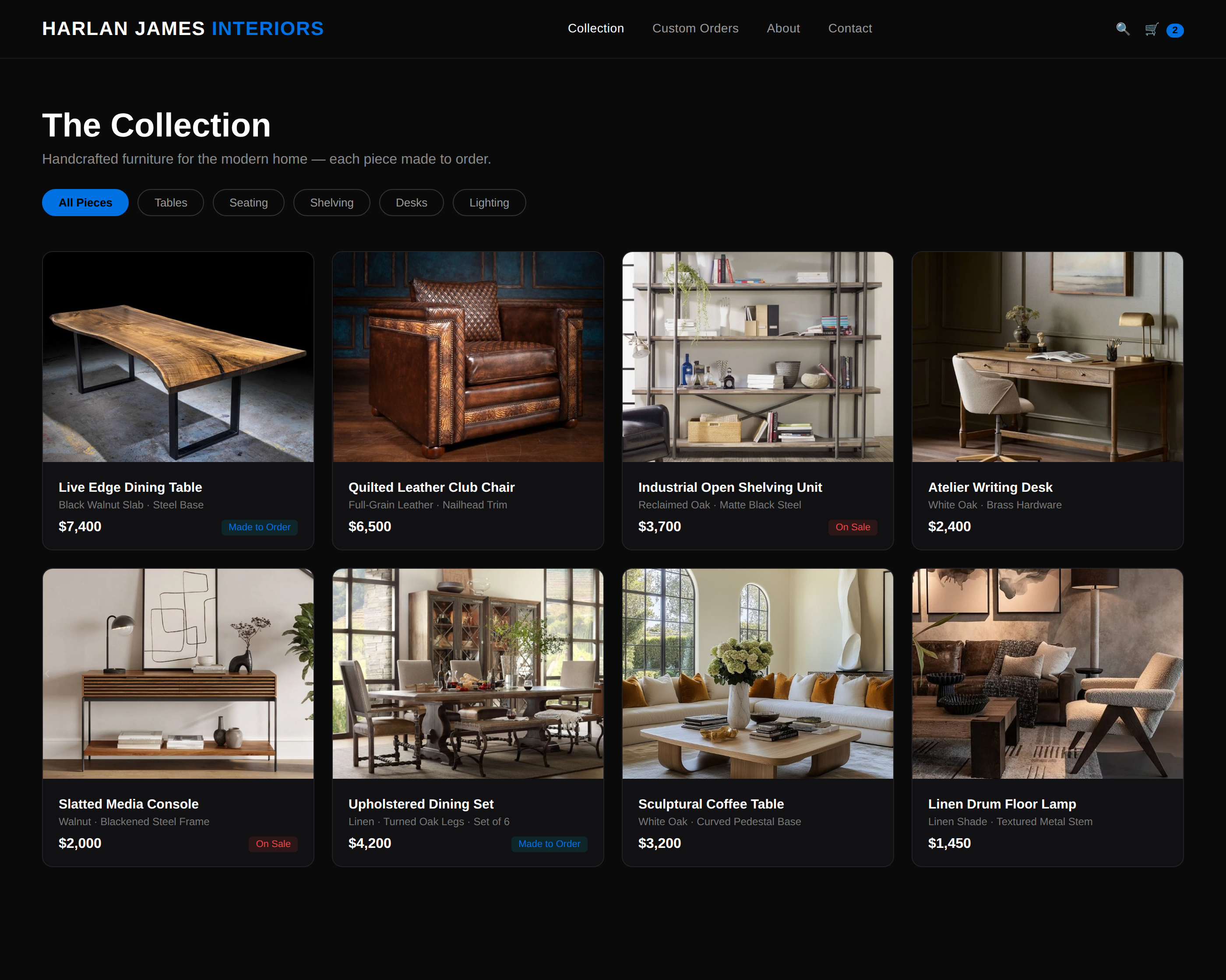 Furniture collection storefront